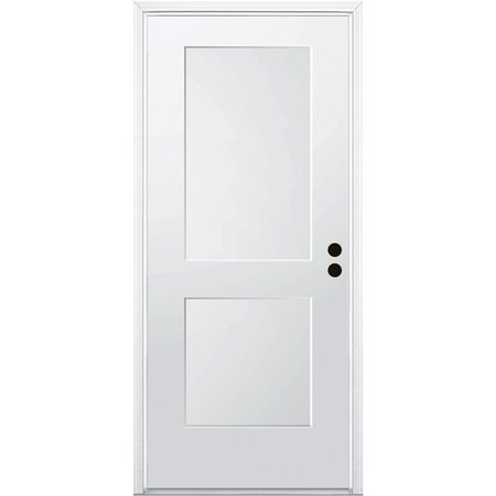 CODEL DOORS 32" x 80" Primed White Shaker Exterior Fiberglass Door 2868LHISPSF2PSHK69161DM